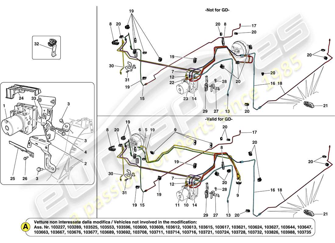 ferrari california (usa) bremssystem teilediagramm