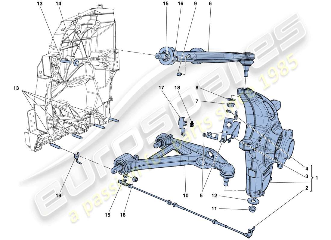 ferrari california t (rhd) vorderradaufhängung – arme teilediagramm