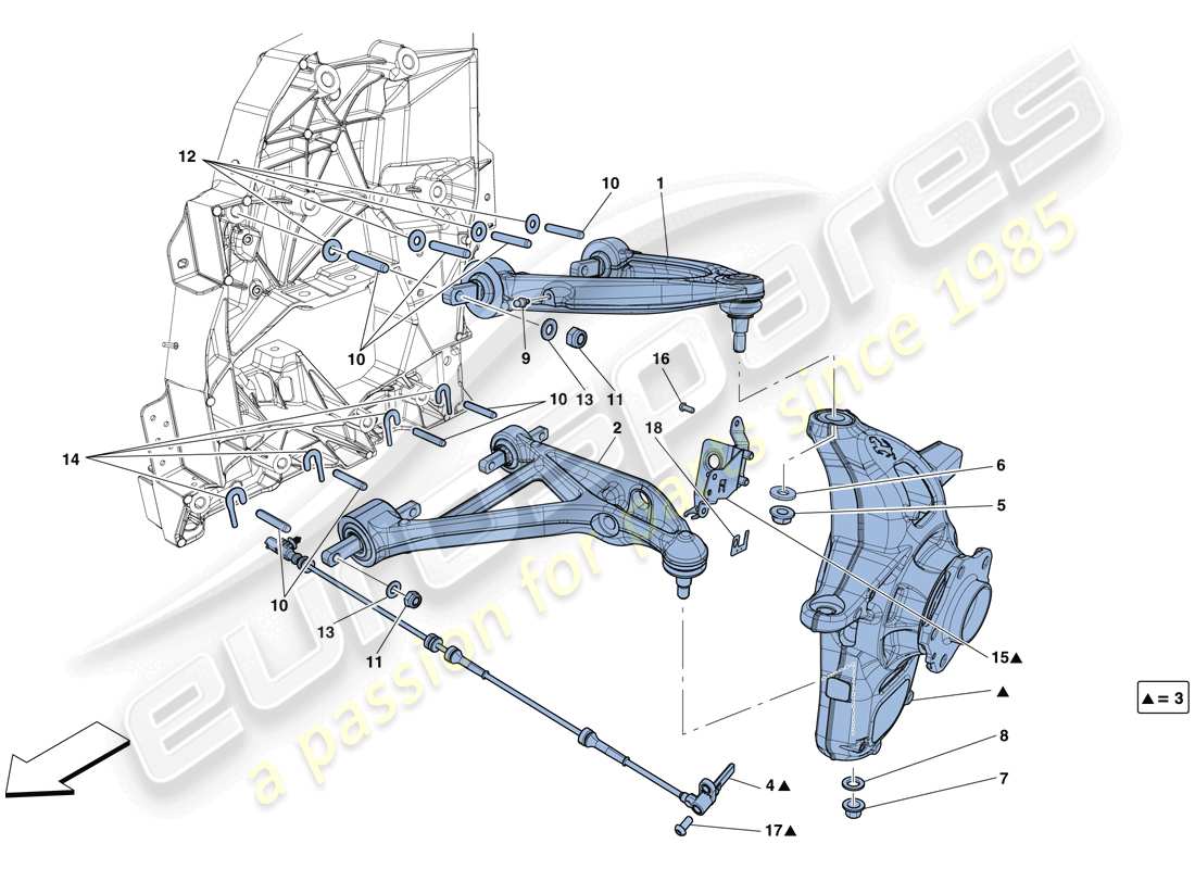 ferrari f12 tdf (rhd) vordere aufhängung - armseite ersatzteildiagramm