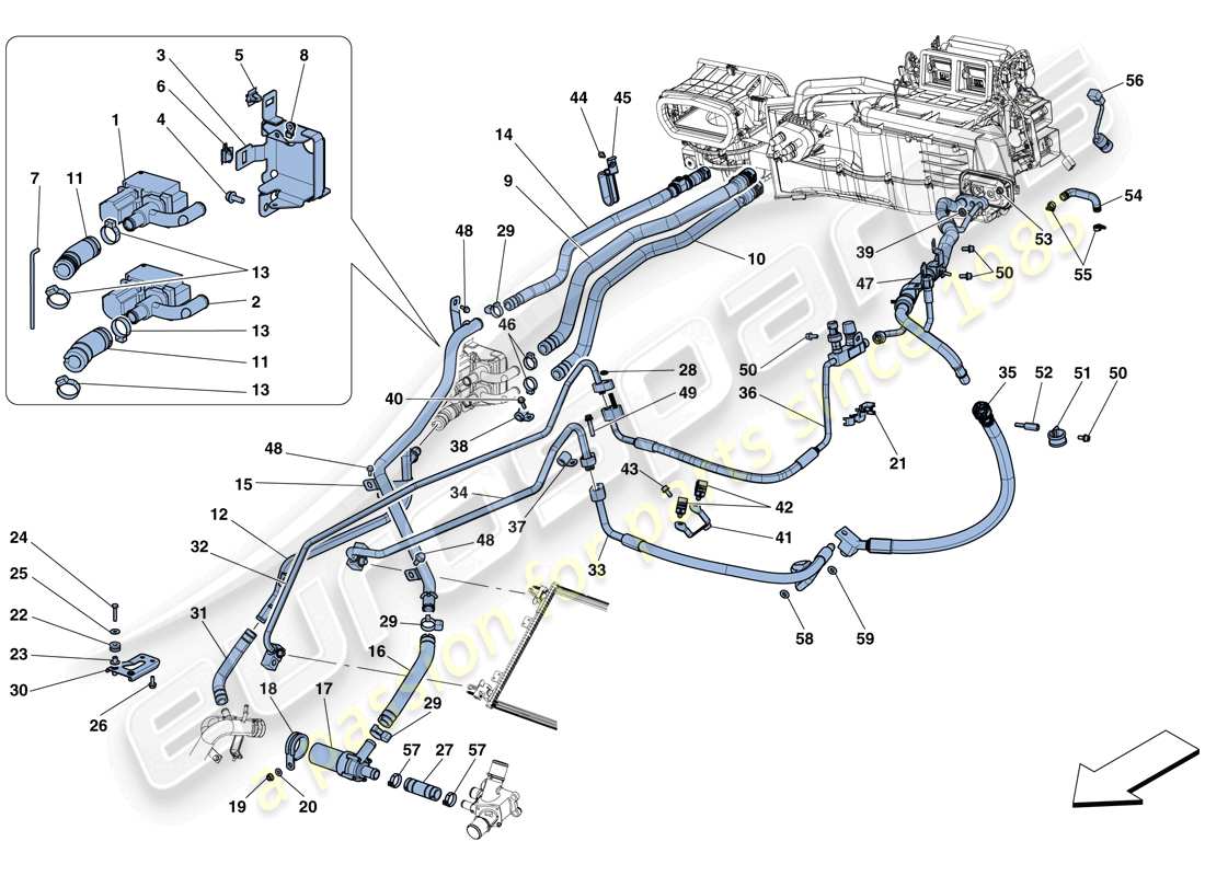 ferrari f12 tdf (rhd) klimaanlage - wasser und freon teilediagramm