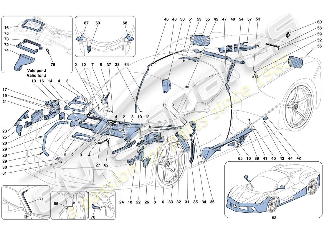 ferrari laferrari aperta (europe) schilde und verzierungen ersatzteildiagramm