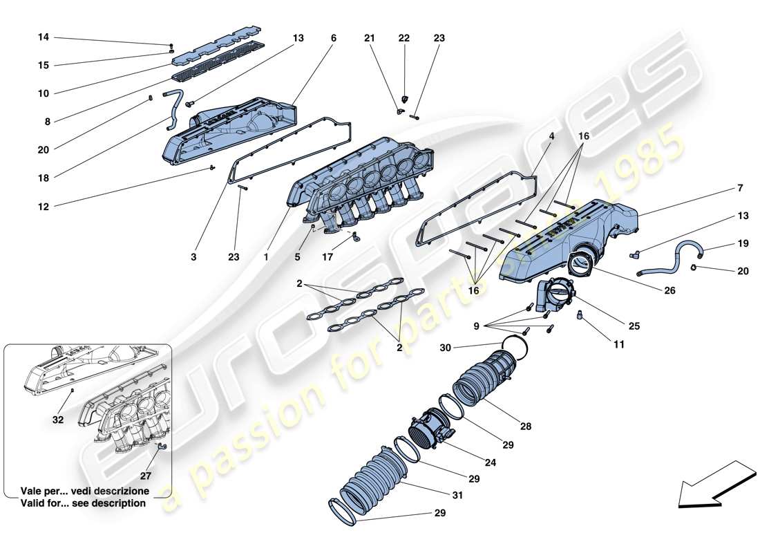 ferrari gtc4 lusso (usa) ansaugkrümmer - teilediagramm