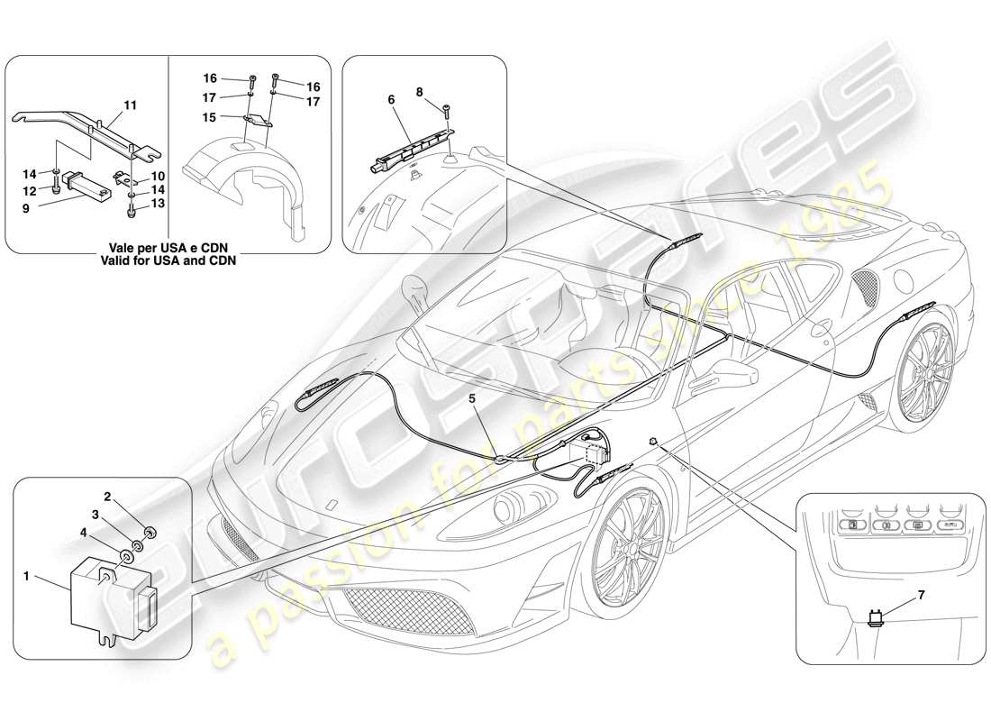 ferrari f430 scuderia (usa) reifendrucküberwachungssystem teilediagramm