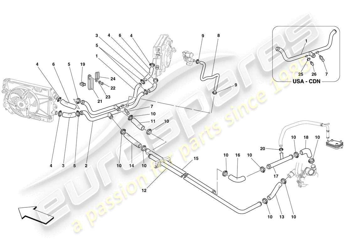 ferrari f430 scuderia spider 16m (europe) teilediagramm des kühlsystems