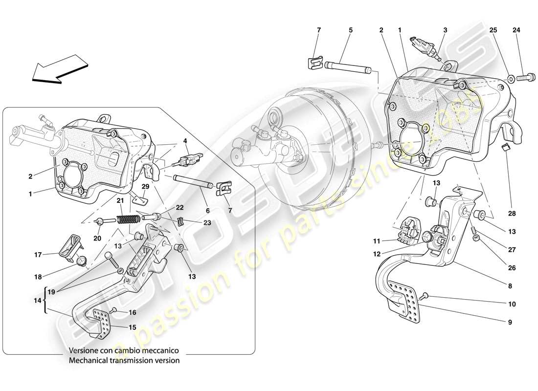 ferrari 612 scaglietti (europe) pedal board teilediagramm