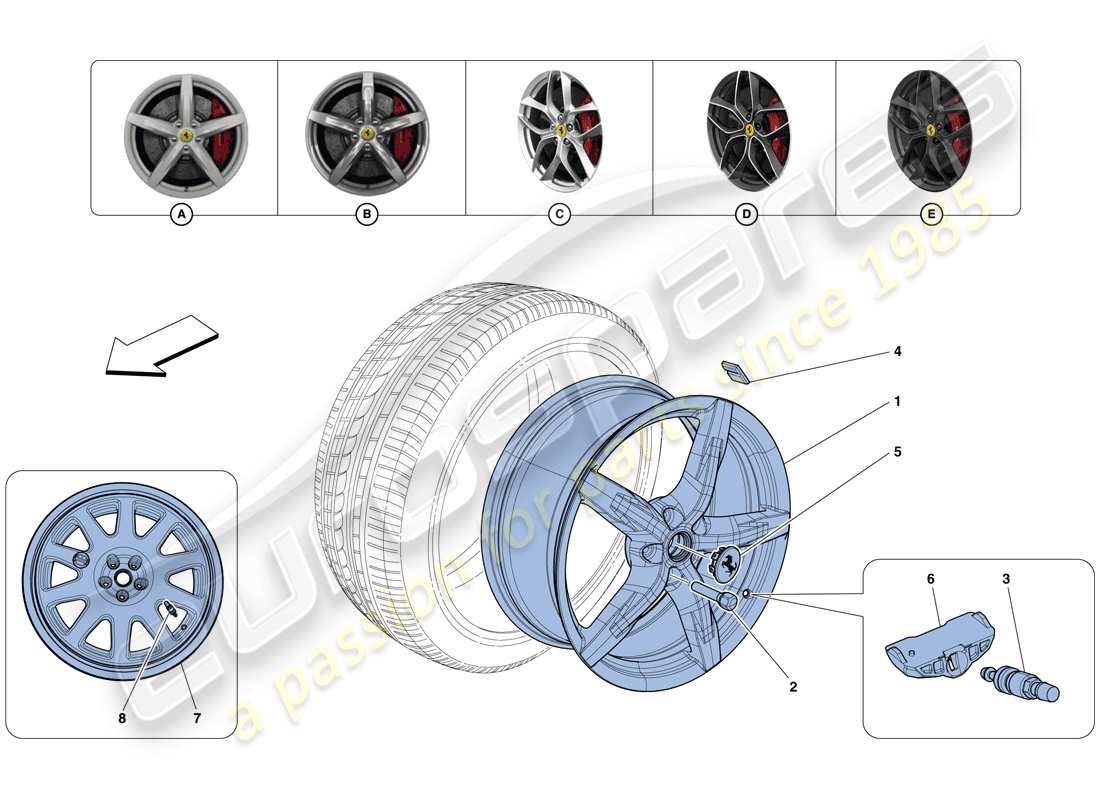 ferrari gtc4 lusso t (rhd) räder teilediagramm