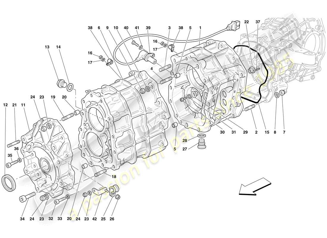 ferrari 599 gto (rhd) getriebegehäuse teilediagramm