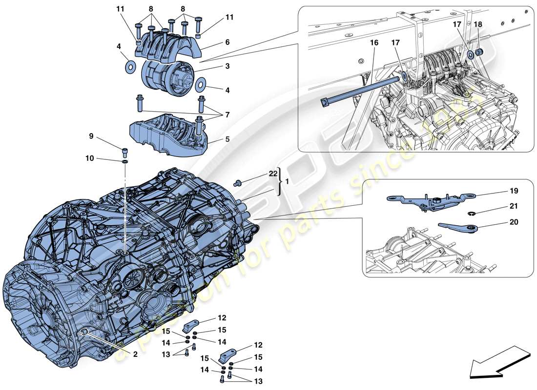 ferrari 488 spider (europe) getriebegehäuse ersatzteildiagramm