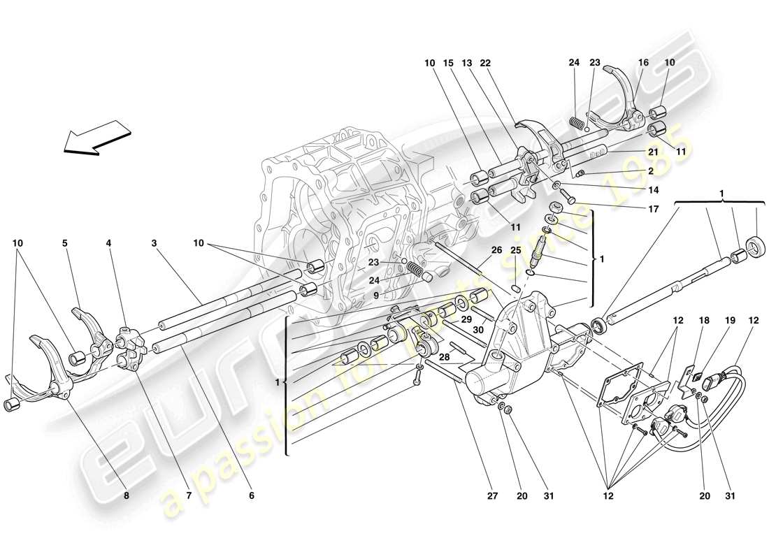 ferrari 599 sa aperta (europe) interne getriebesteuerung ersatzteildiagramm