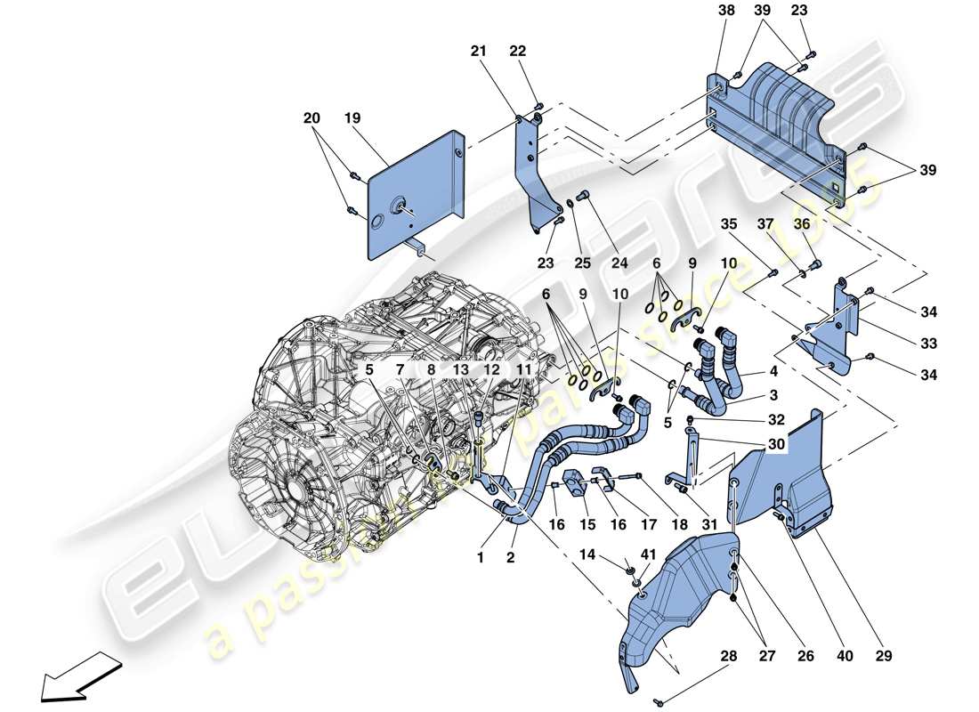 ferrari 488 gtb (rhd) getriebeölschmier- und kühlsystem teilediagramm