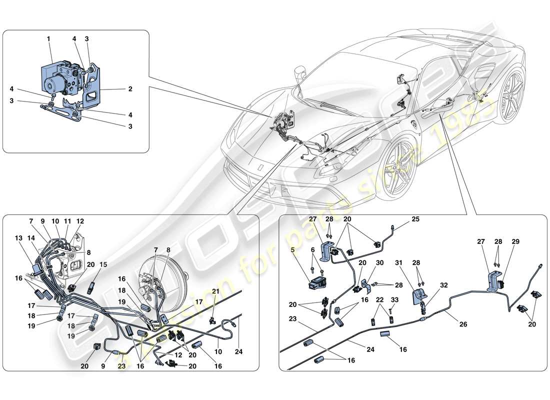 ferrari 488 gtb (rhd) bremssystem teilediagramm