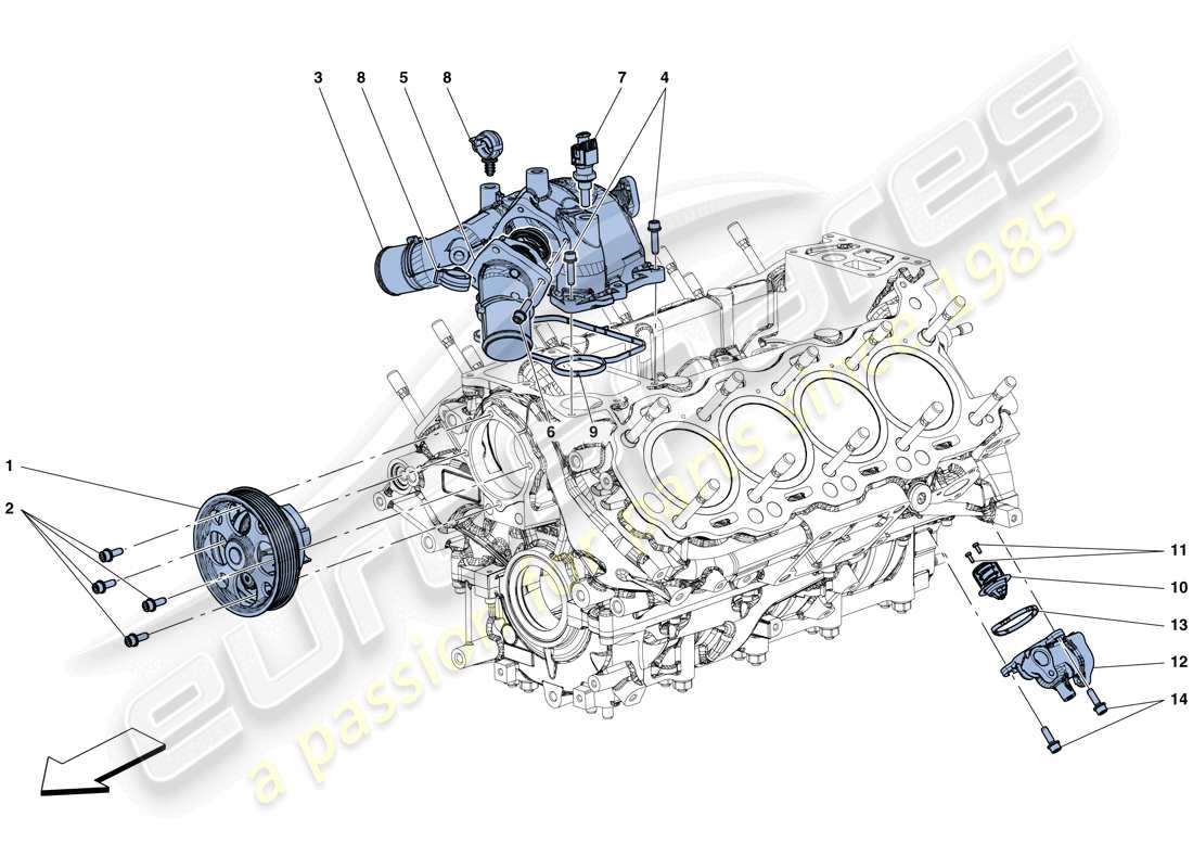 ferrari 488 gtb (rhd) kühlung - wasserpumpe ersatzteildiagramm