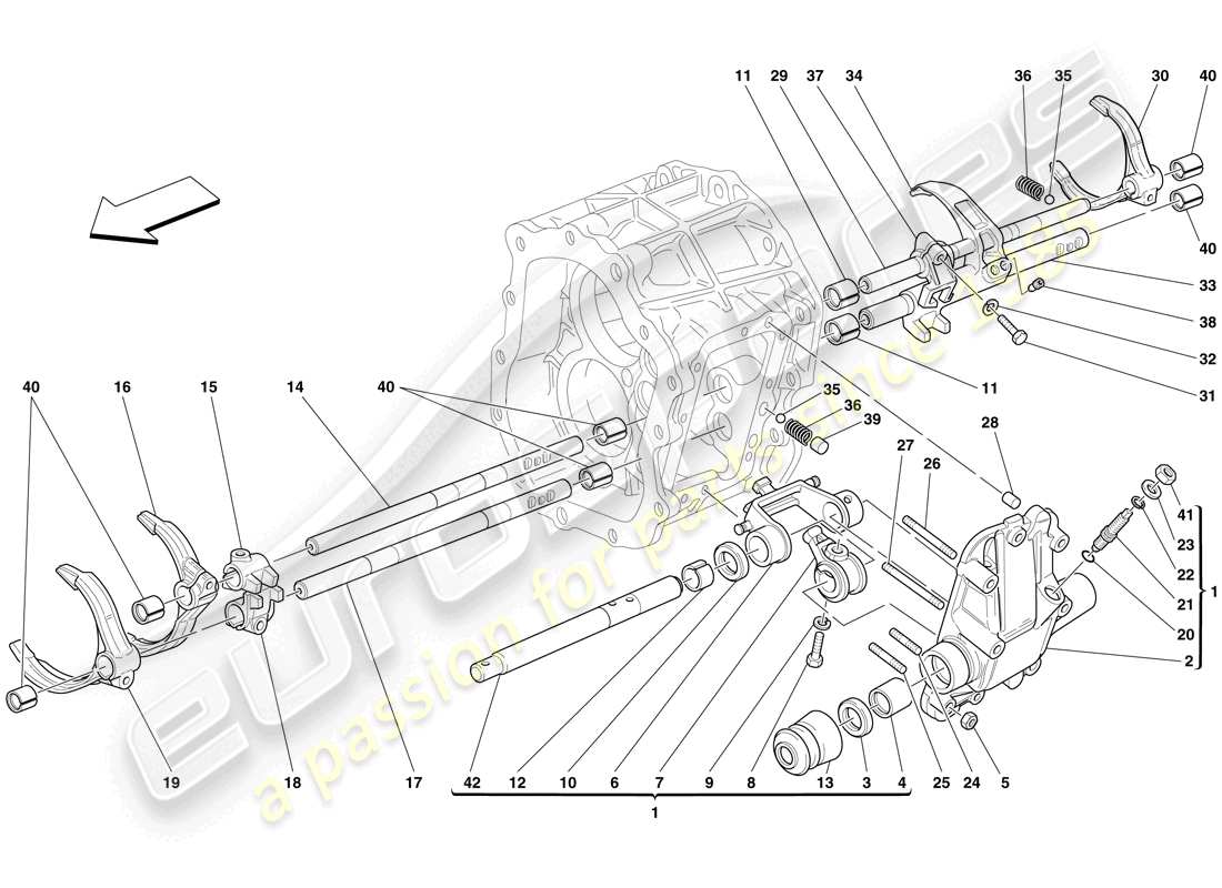 ferrari 599 gtb fiorano (europe) interne getriebesteuerungen teilediagramm