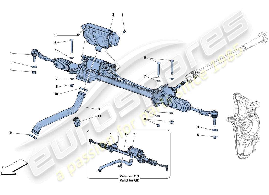 ferrari 812 superfast (europe) elektrisches lenkkasten teilediagramm