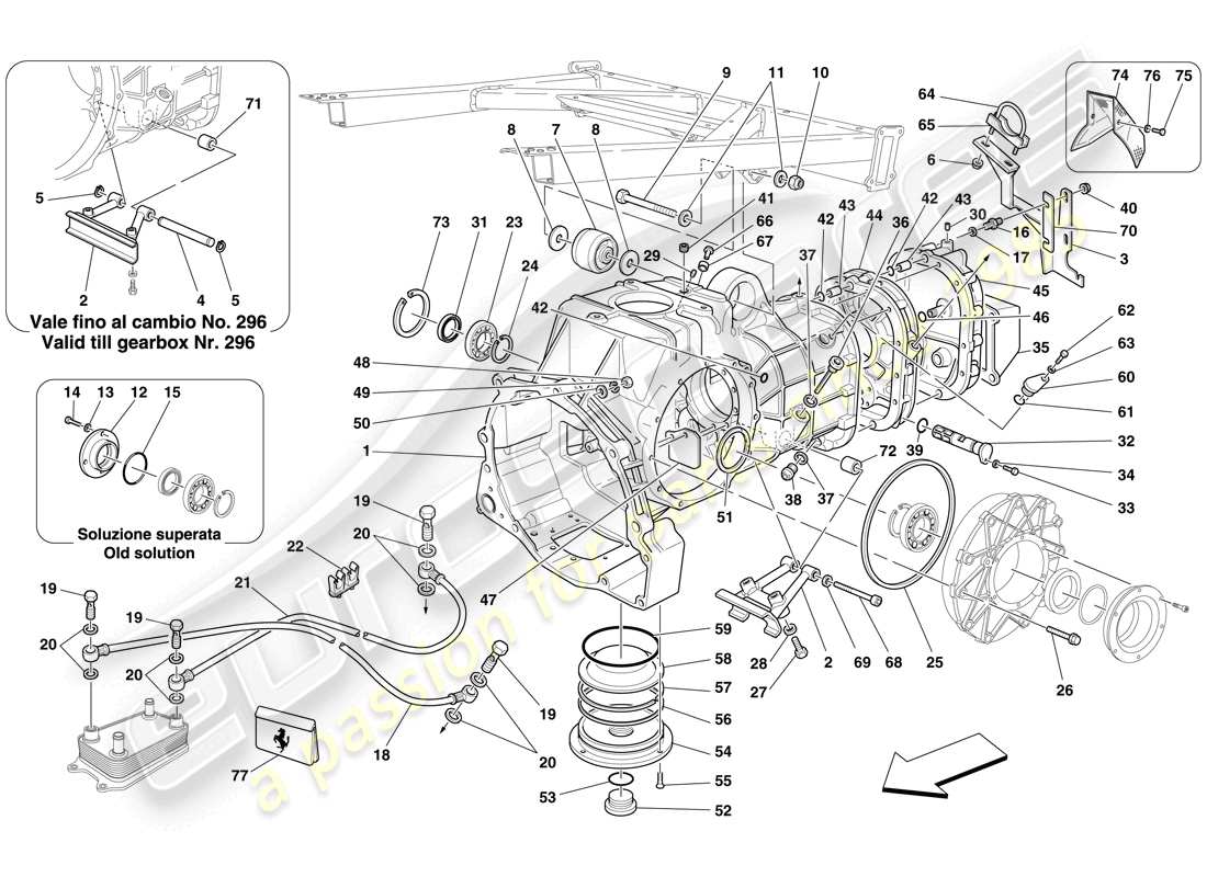ferrari f430 spider (rhd) getriebe - abdeckungen ersatzteildiagramm