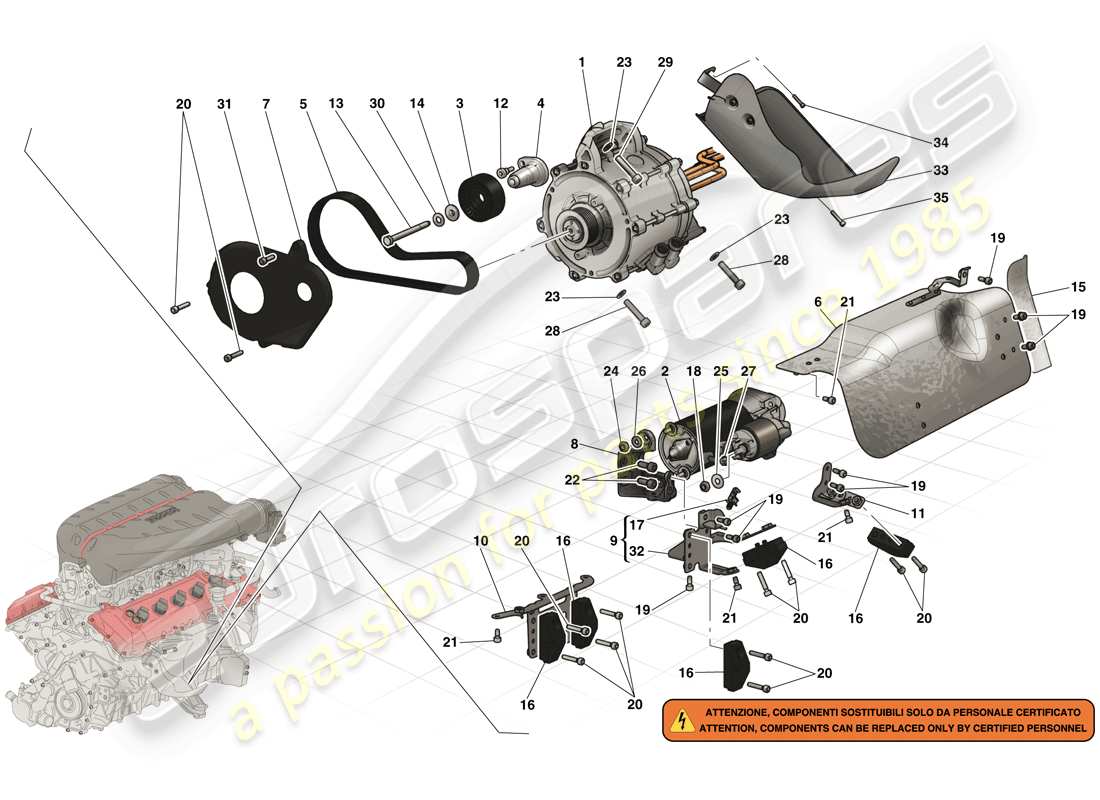 ferrari laferrari (europe) anlasser und elektromotor 2 ersatzteildiagramm