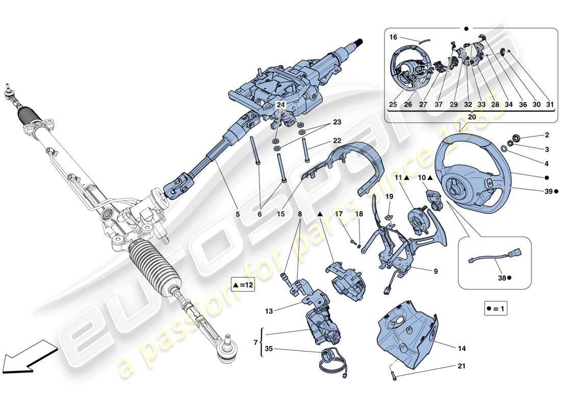 ferrari 458 speciale aperta (usa) lenksteuerung teilediagramm