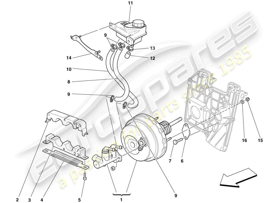 ferrari f430 scuderia (europe) hydraulische brems- und kupplungssteuerung teilediagramm
