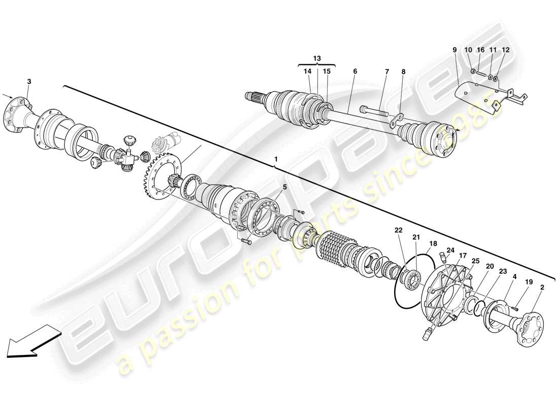 ferrari f430 scuderia (europe) differential und achsselleite ersatzteildiagramm