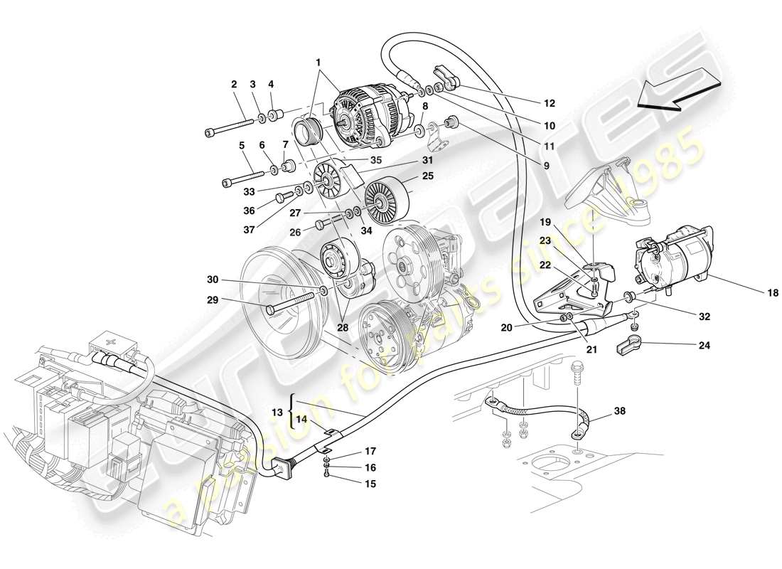 ferrari f430 scuderia (rhd) lichtmaschine - anlasser - ersatzteildiagramm