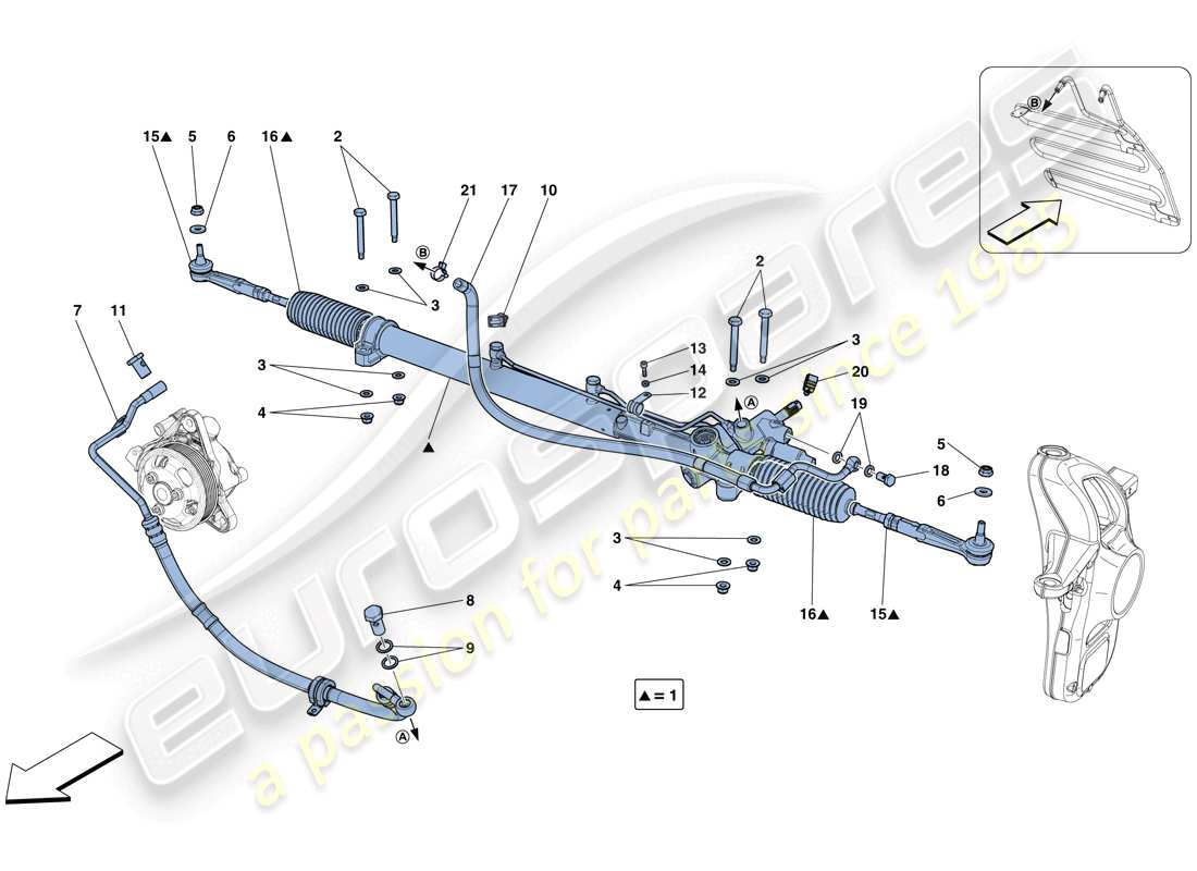 ferrari gtc4 lusso t (usa) hydraulisches servolenkungskasten teilediagramm