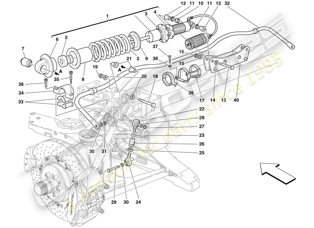 maserati mc12 hinterradaufhängung – stoßdämpfer und stabilisator teilediagramm
