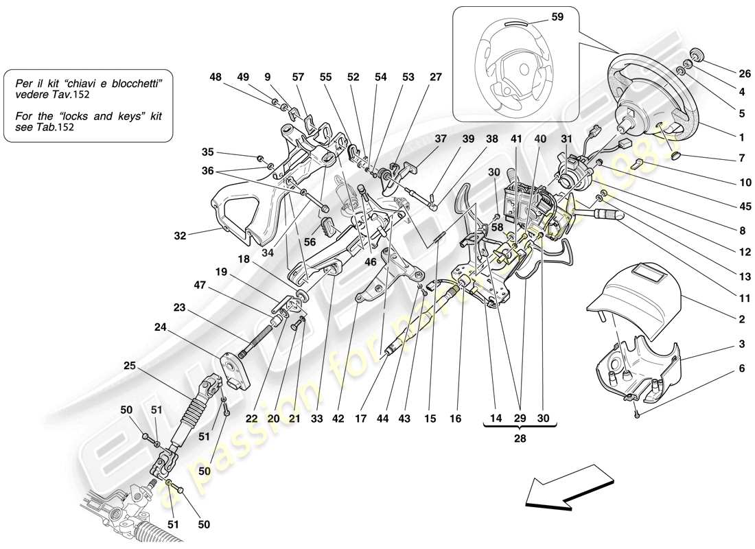 ferrari f430 scuderia (usa) lenksteuerung teilediagramm