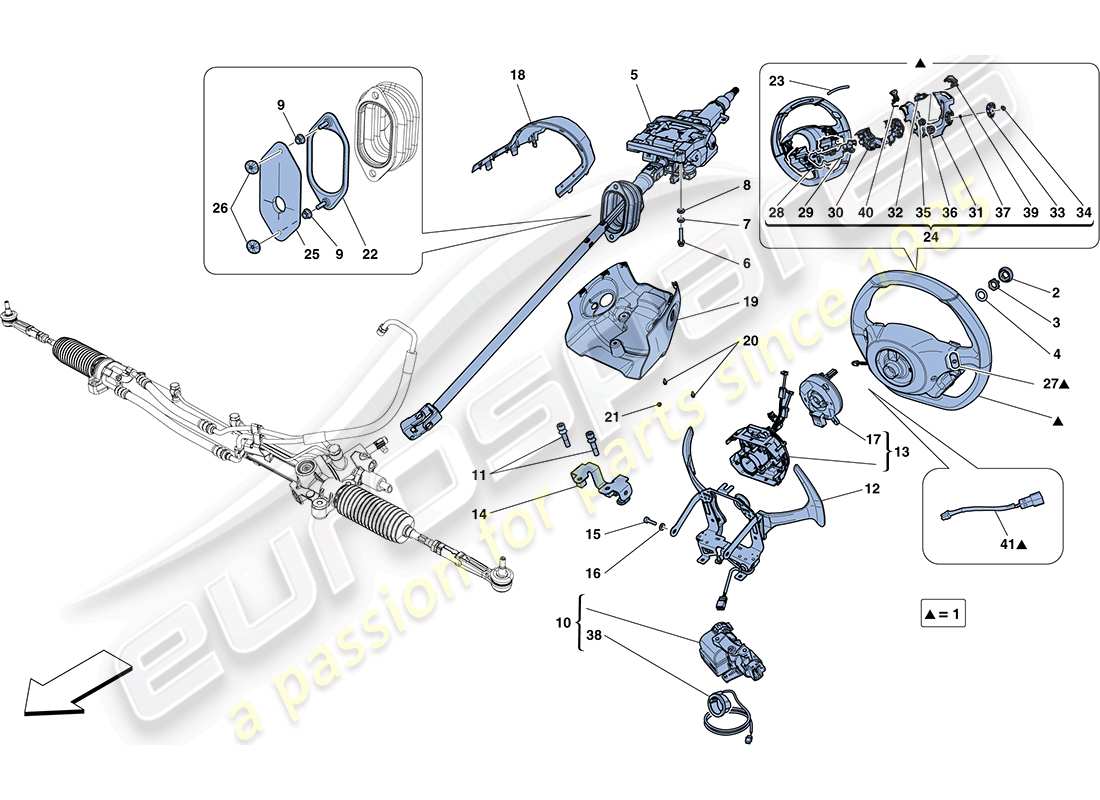 ferrari ff (usa) lenksteuerung teilediagramm