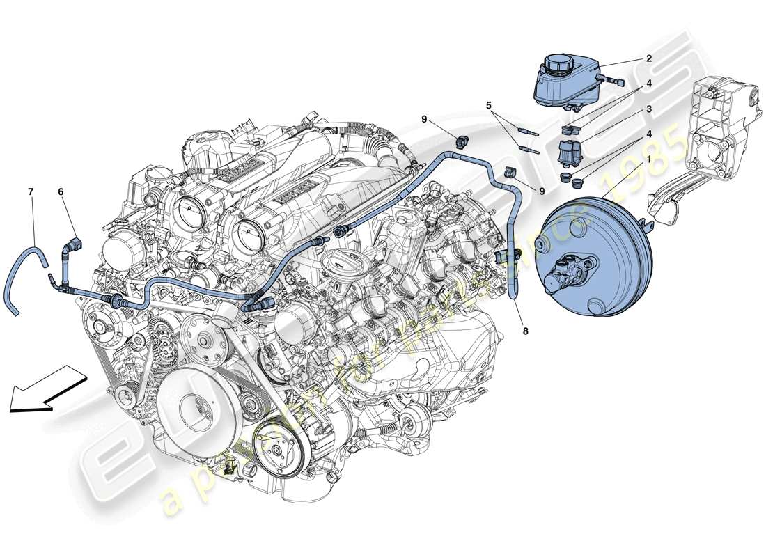 ferrari gtc4 lusso t (usa) servo-bremssystem - teilediagramm