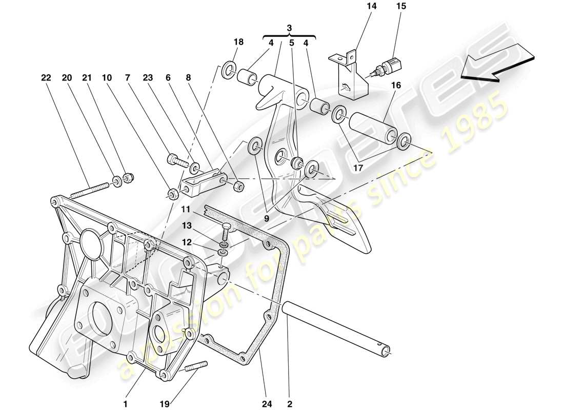 ferrari f430 scuderia (rhd) pedal board teilediagramm