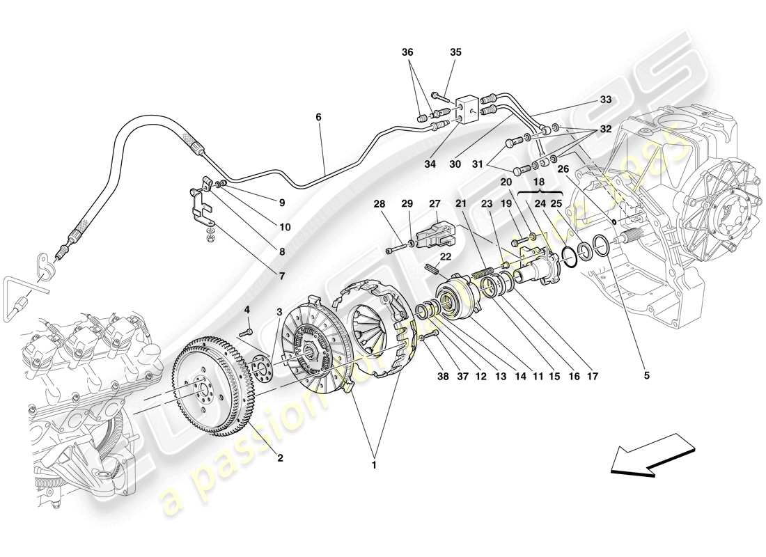 ferrari f430 spider (europe) kupplung und steuerung teilediagramm