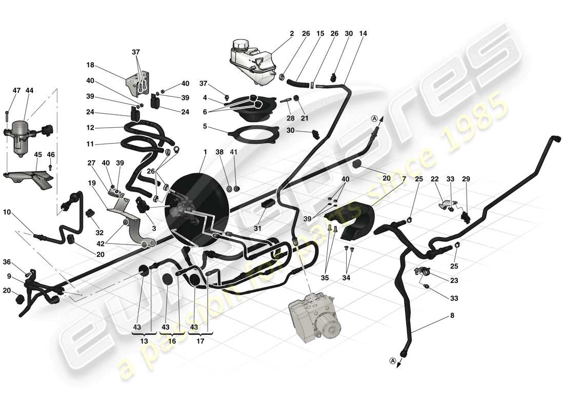 ferrari laferrari (usa) hydraulic brake controls and power brake system part diagram