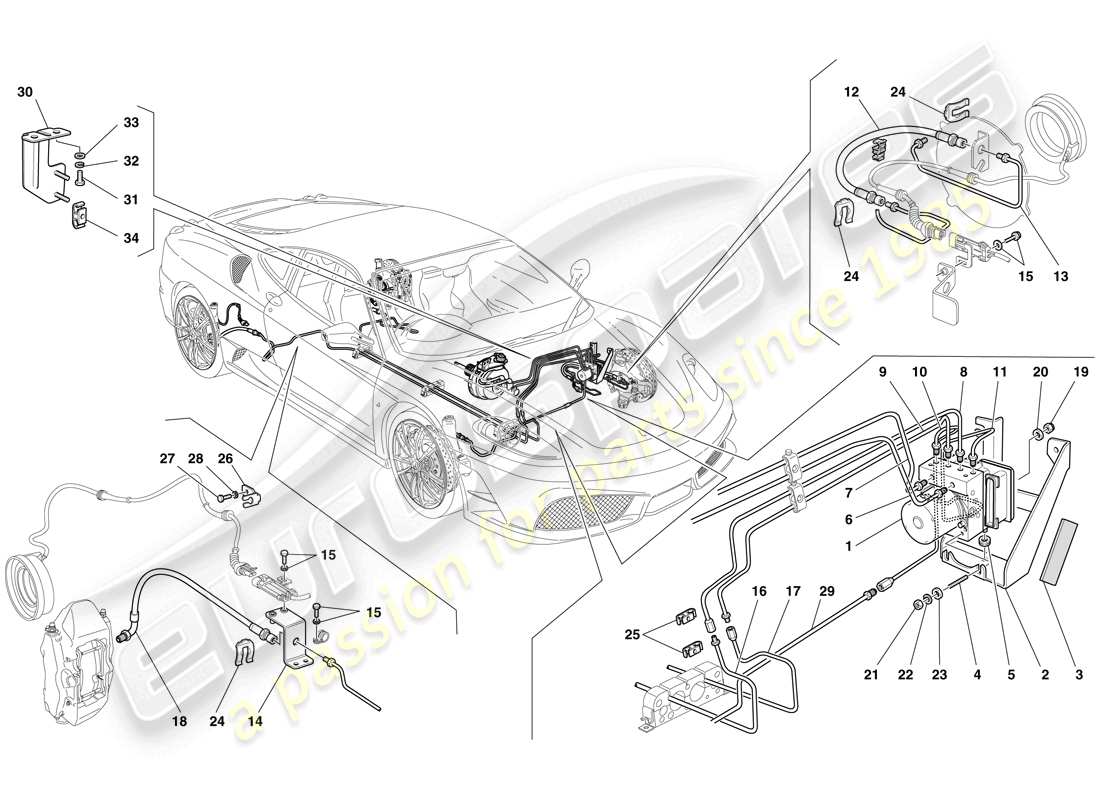 ferrari f430 scuderia (europe) bremssystem teilediagramm