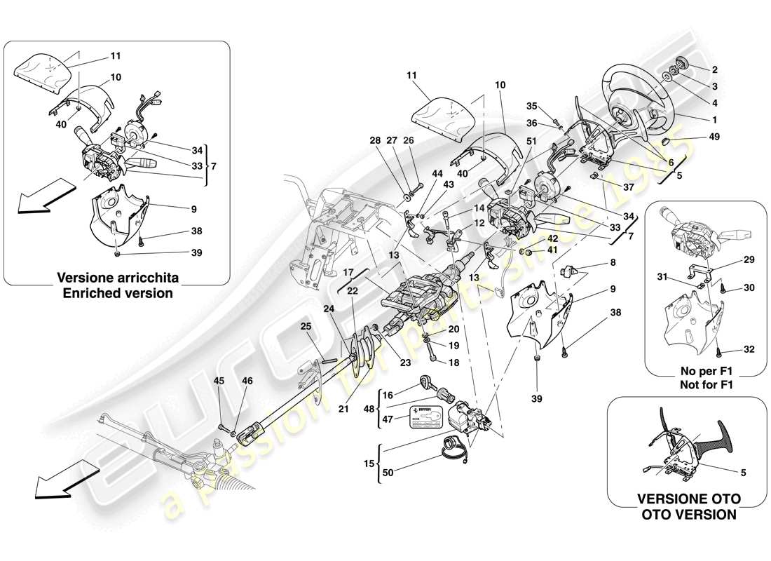 ferrari 612 scaglietti (rhd) lenksteuerung teilediagramm