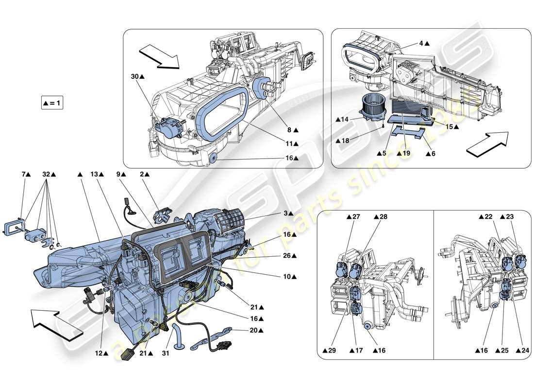 ferrari california t (rhd) verdampfereinheit teilediagramm