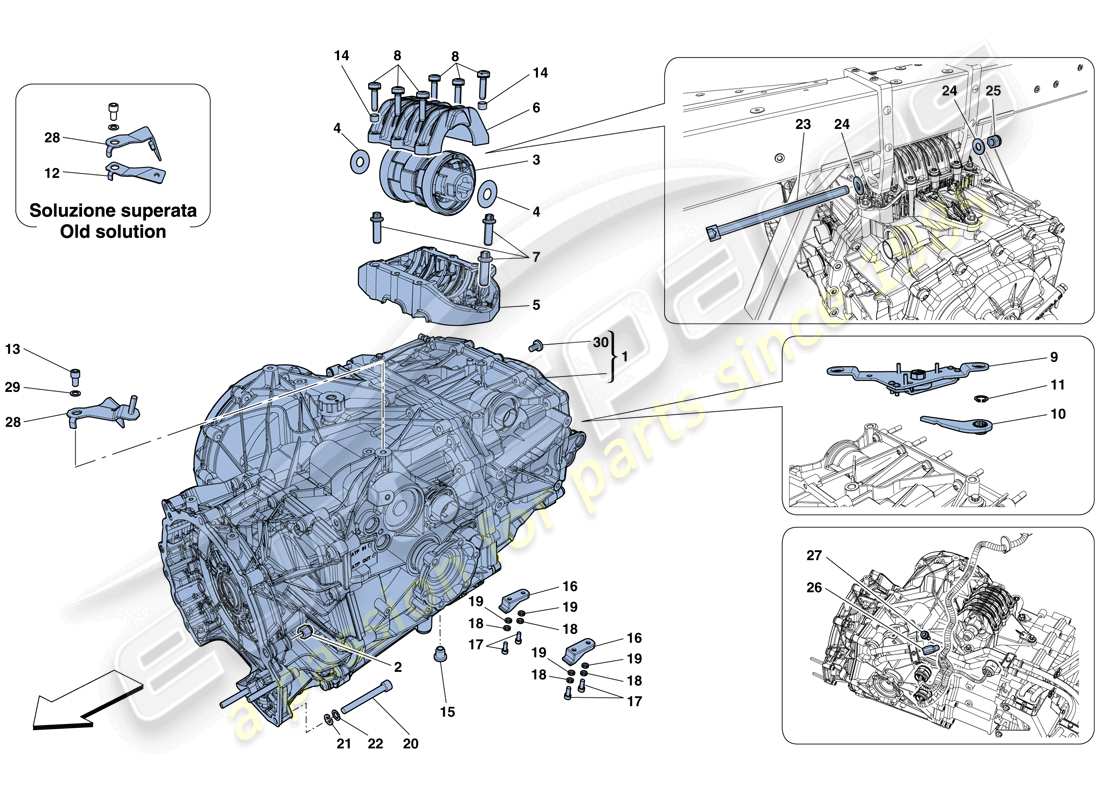 ferrari 458 spider (rhd) getriebegehäuse ersatzteildiagramm