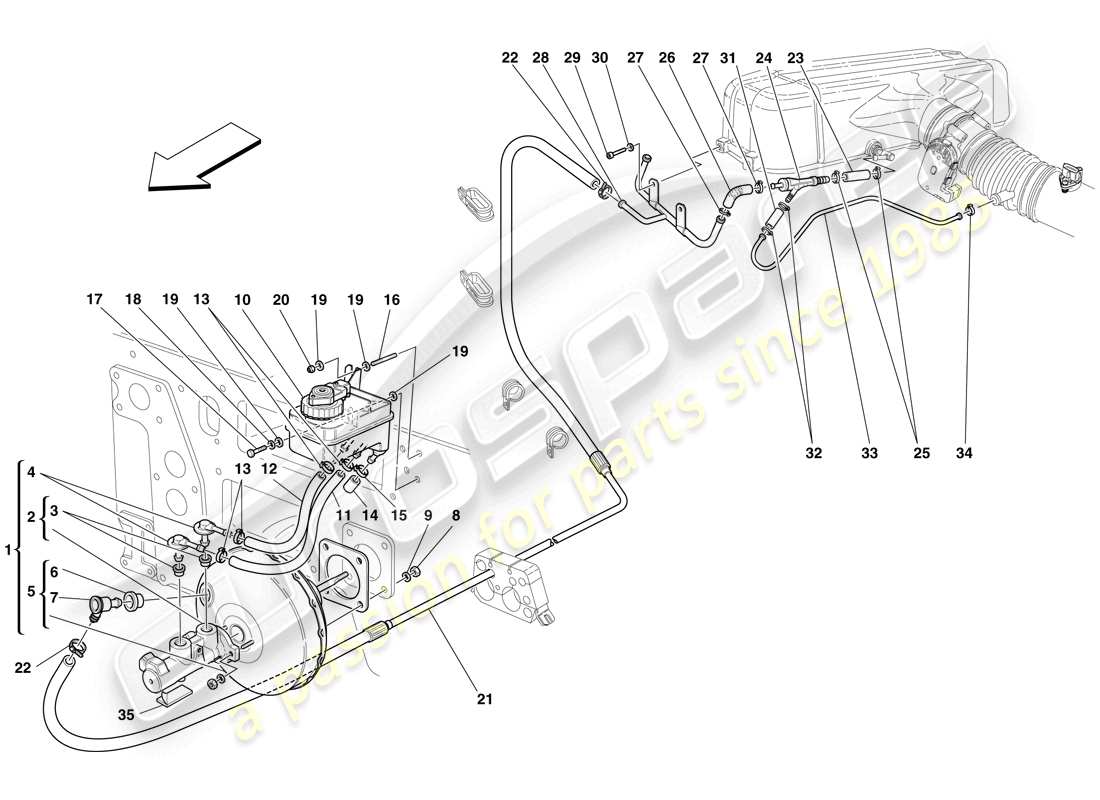maserati mc12 bremsen, hydraulische steuerung und bremskraftverstärkersystem teilediagramm