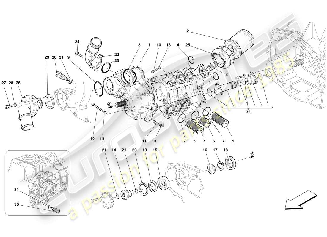 ferrari f430 scuderia (europe) öl-/wasserpumpe ersatzteildiagramm