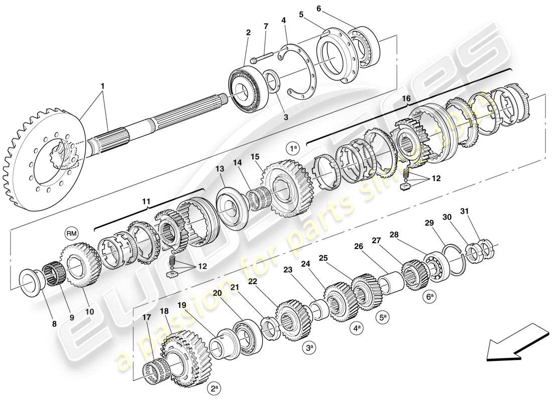 maserati mc12 sekundärwellengetriebe teilediagramm