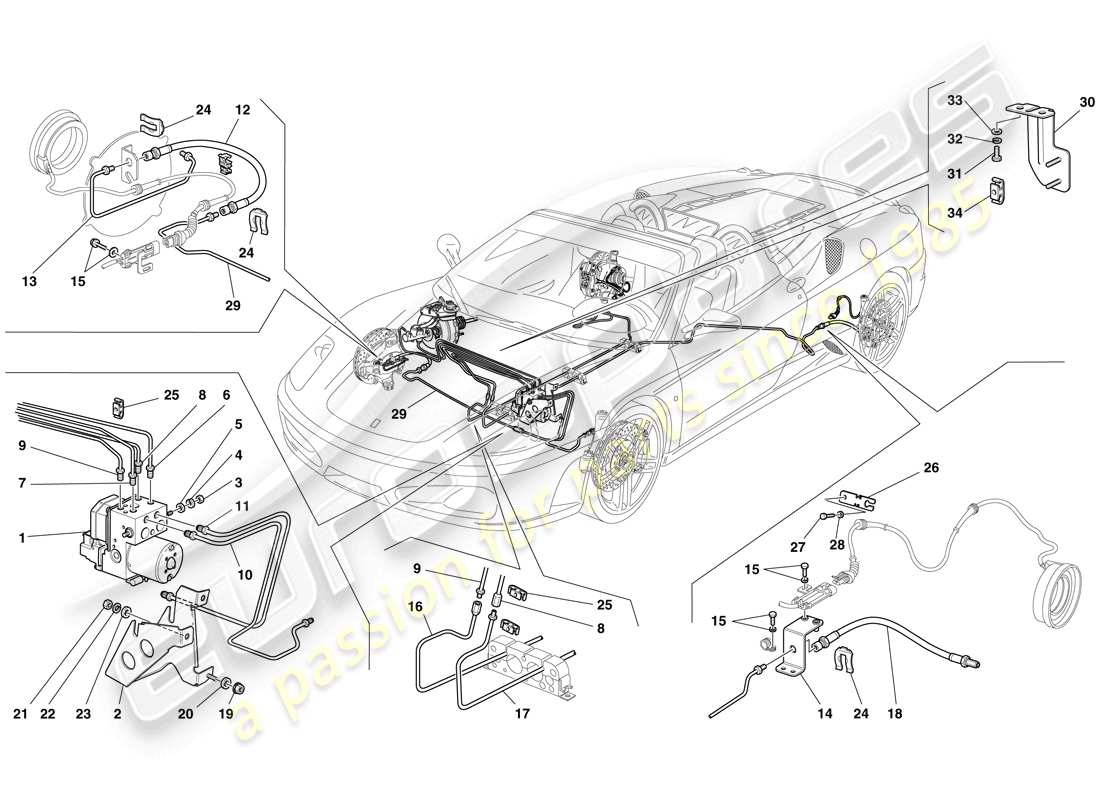 ferrari f430 spider (europe) bremssystem teilediagramm