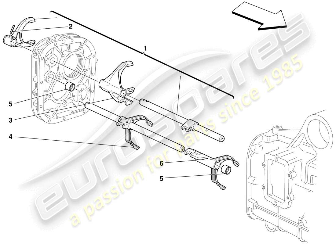 ferrari f430 scuderia (europe) interne getriebesteuerungen teilediagramm