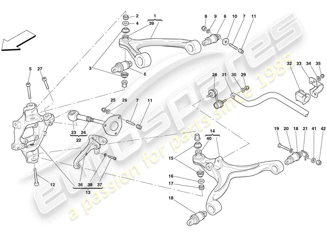 ferrari 612 scaglietti (rhd) hinterradaufhängung - lenker und stabilisator teilediagramm