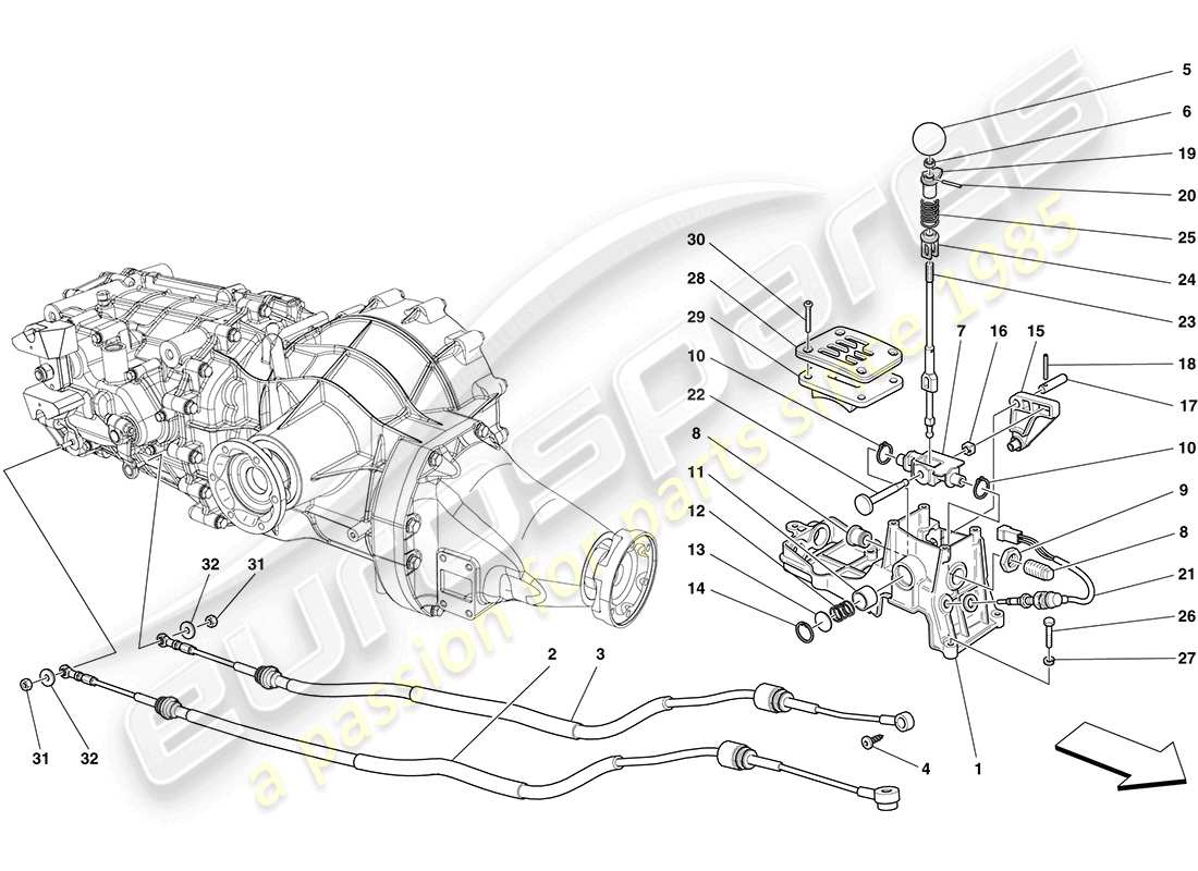 ferrari california (usa) externe getriebesteuerung ersatzteildiagramm