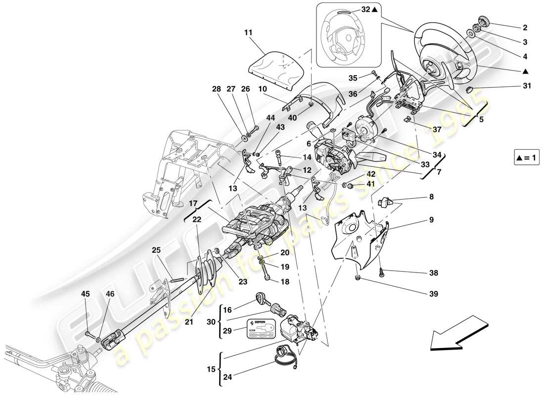 ferrari 599 sa aperta (usa) lenksteuerung teilediagramm