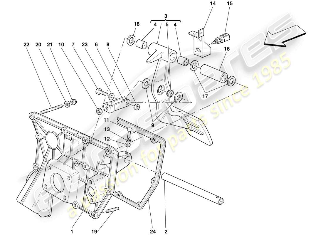 ferrari f430 scuderia spider 16m (usa) pedal board teilediagramm