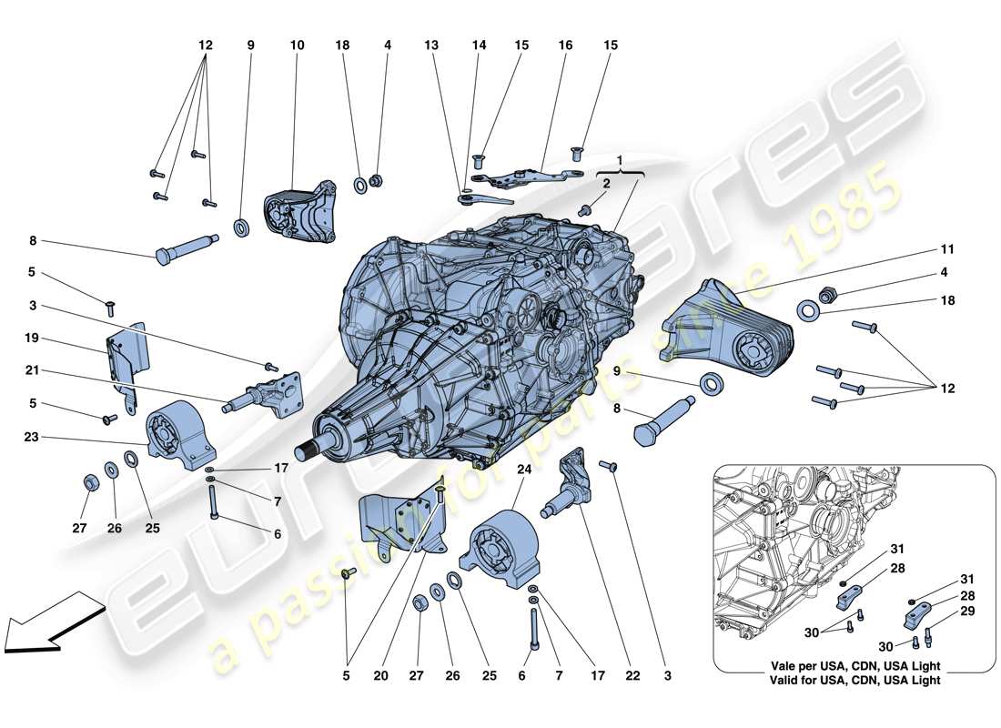 ferrari 812 superfast (usa) getriebegehäuse ersatzteildiagramm