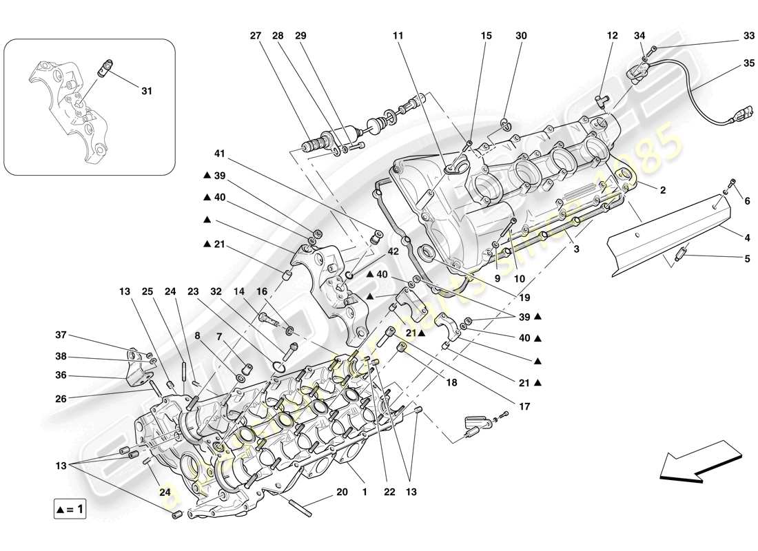 ferrari f430 spider (usa) linker zylinderkopf teilediagramm