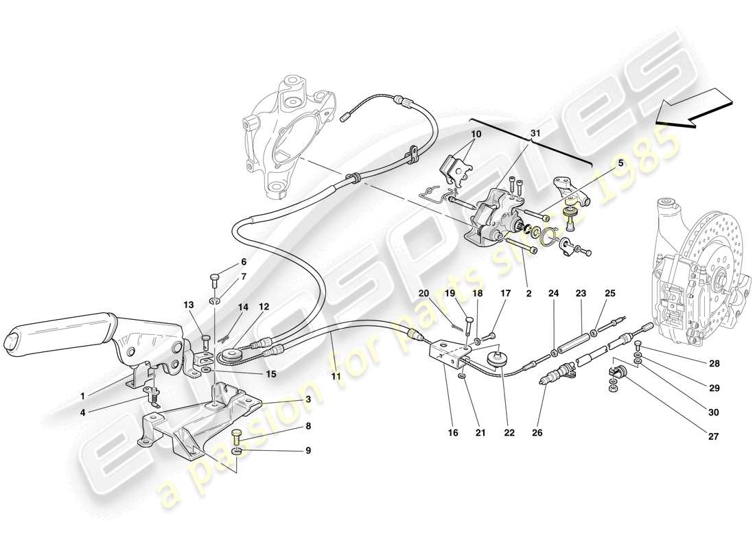 ferrari f430 spider (usa) parkbremssteuerung teilediagramm