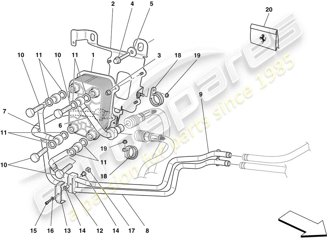 ferrari california (europe) getriebeölschmier- und kühlsystem teilediagramm