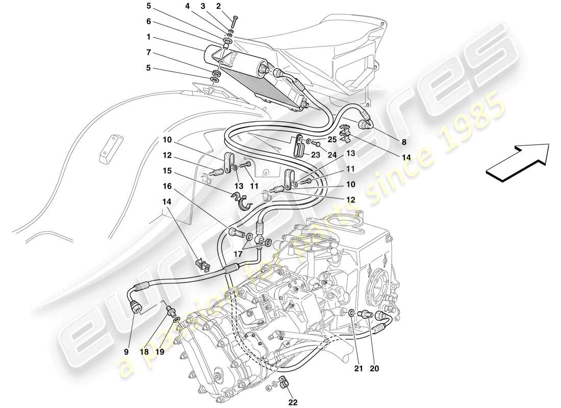maserati mc12 getriebeölkühlsystem teilediagramm